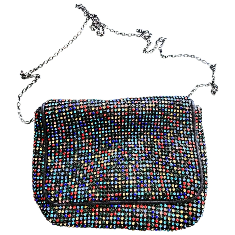 Pink Haley Rhinestone Crossbody Bag Black Multicolor Crystal Y2K Party Purse